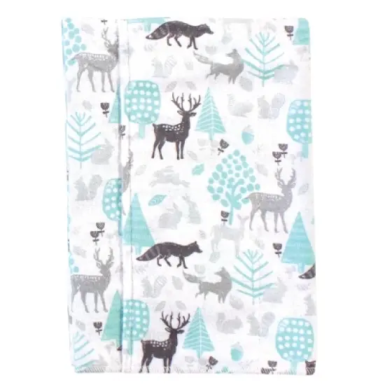 Hudson Baby Infant Cotton Flannel Burp Cloths 4pk, Linocut Woodland Neutral, One Size image {1}