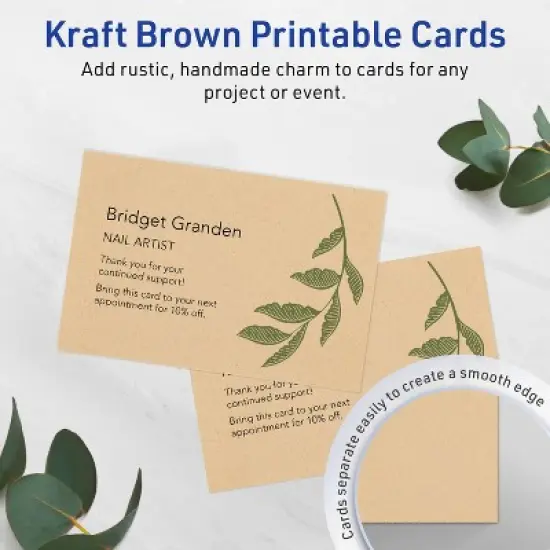 Avery Printable Rectangle Cards, 5" x 7", Kraft Brown, 20ct image {1}