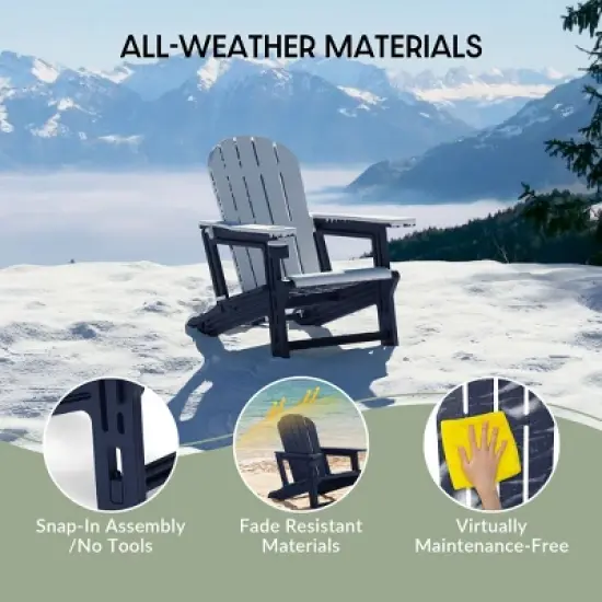 WestinTrends Azura 2-Piece HDPE Plastic Adirondack Patio Chair With 18" Side Table Set, Navy Blue image {2}