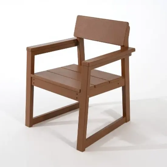 FIONECA 5-Piece HDPE Outdoor Dining Set with Umbrella Hole &uml;C Weather-Resistant Patio Table & 4 Armrest Chairs, Brown image {7}