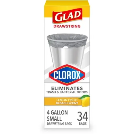 Glad Small Drawstring Trash Bags - Clorox Lemon Fresh - 4 Gallon image {15}