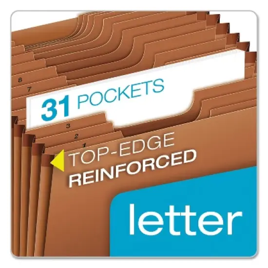 Pendaflex Heavy-Duty Expanding Open Top File 31 Pockets 1/3 Tab Letter Brown R217DHD image {5}
