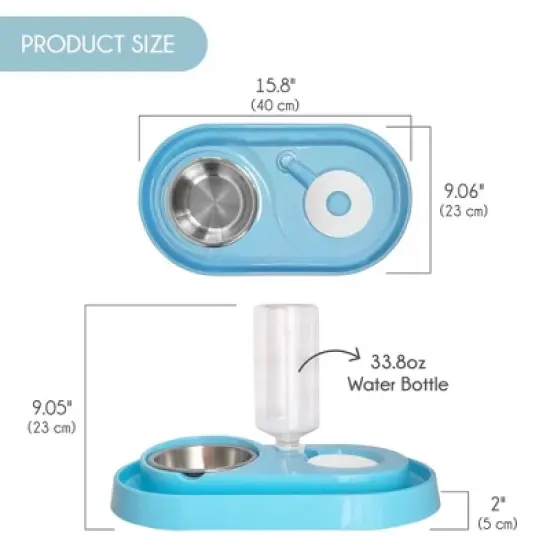 Dog & Cat Food and Water Dispenser Set, Double Dog & Cat Bowls with Steel Bowl, Pet Refillable Water Bowl image {6}