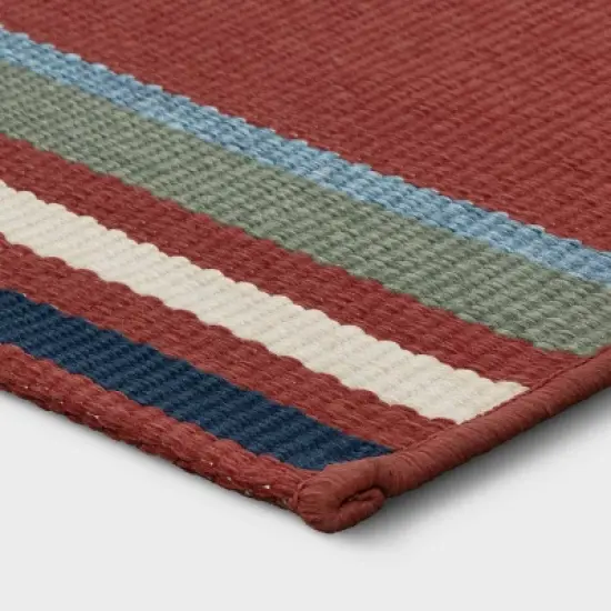 5'x7' Striped Outdoor Rug Red - Threshold&trade; image {2}