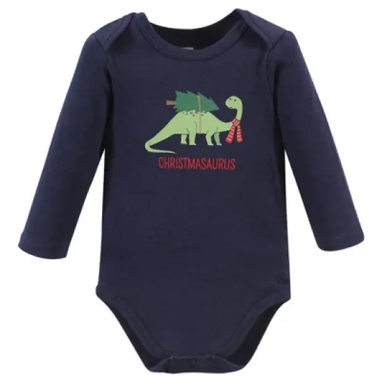 Hudson Baby Unisex Baby Cotton Long-Sleeve Bodysuits, Christmasaurus image {2}