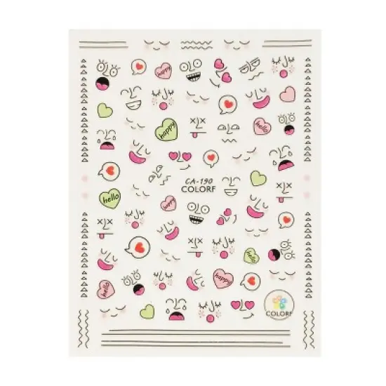 Wrapables 3 Sheets Facial Expressions Nail Art Emotion Nail Stickers image {4}