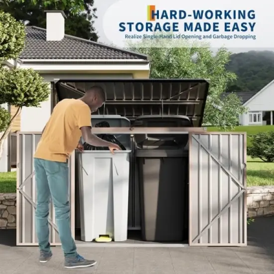 Metal Outdoor Lean to Storage Shed, Lean to Garden Shed Utility Tool Shed, Heavy-Duty Outdoor Metal Wall Side Storage Sheds image {6}