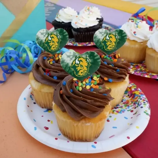 North Dakota State Tie Dye Heart Love Cupcake Picks Toppers Decoration Set of 6 image {3}