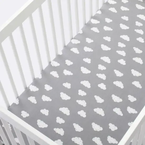 Crib Fitted Sheet Clouds - Cloud Island&trade; Gray image {2}