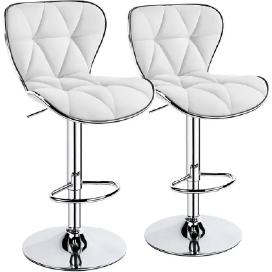 Yaheetech 2pcs Height Adjustable PU Leather Upholstered Swivel Bar Stool Chairs image {7}