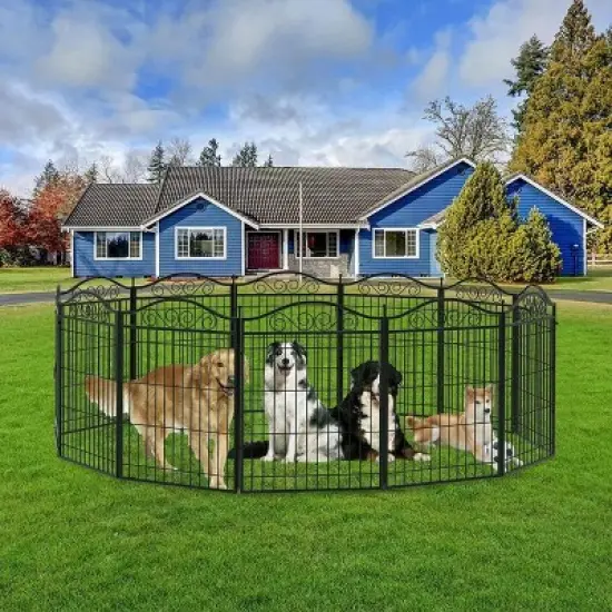 Artloge 8 Panels Heavy Duty Metal Dog Panel Pet Playpen Indoor Outdoor Foldable Dog Exercise Fence with Gate for Large Medium Pets Camping Yard image {1}