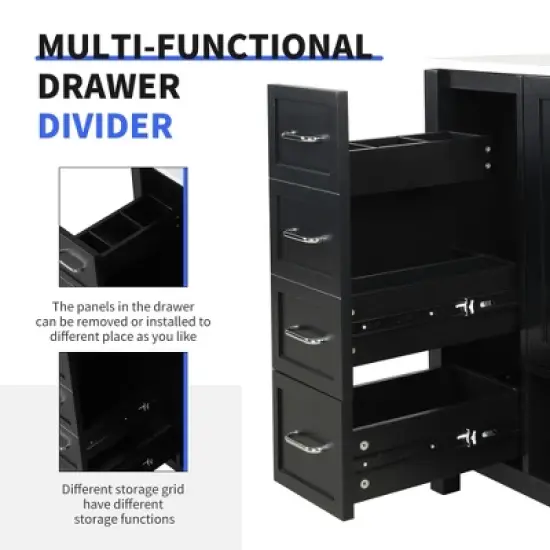 Whisen Bathroom Vanity with Sink, Freestanding Vanity with Drawers, cabinet and Open shelf image {4}