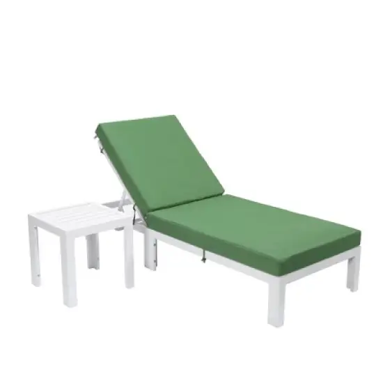 LeisureMod Chelsea Modern Outdoor Chaise Lounge Chair in White Frame with Side Table &ndash; Patio, Poolside, Balcony, and Garden Seating for Outdoor Spaces image {16}
