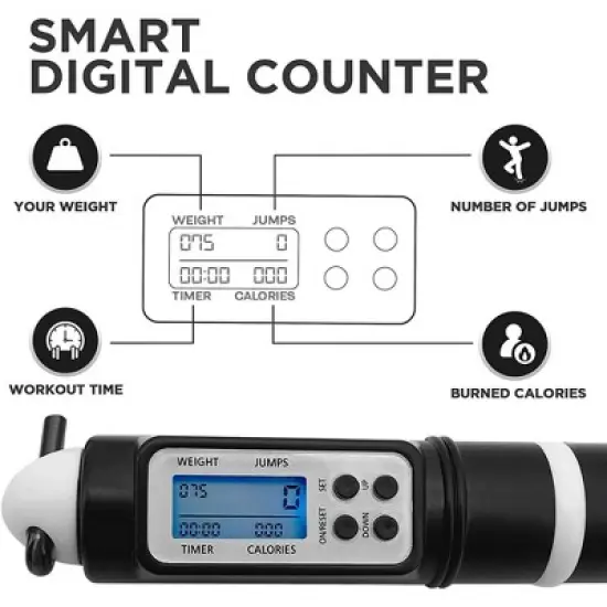 RDX Sports Skipping Rope Digital with Smart Calorie Counter, 10.3FT Adjustable Tangle Free PVC Coated Steel Speed Jump Cable, ABS Grip Handles image {2}