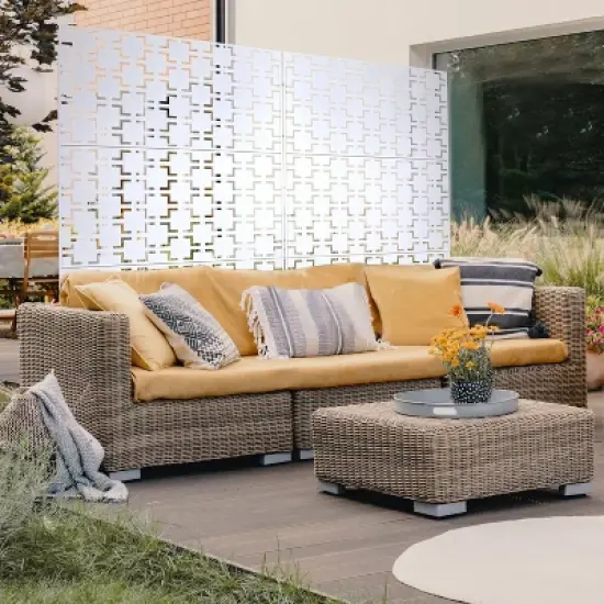 CAVINAS Patio Decorative Screen Metal Fence Privacy Screen with Square Pattern for Outside and Garden, 76" H&times;48" W image {8}