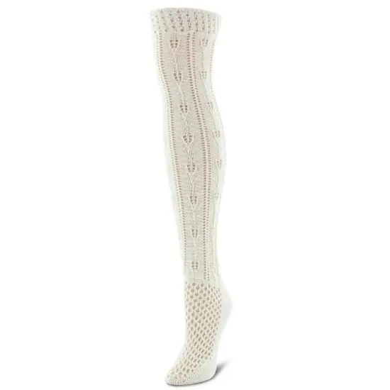 Memoi Crochet Stripe Chunky Knit Over-The-Knee Warm Socks image {5}