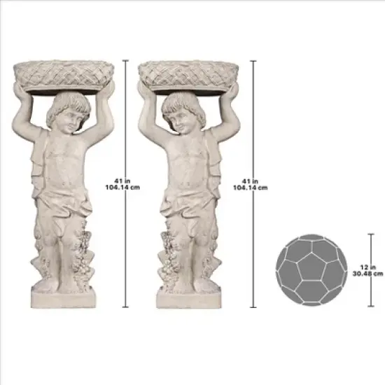 Design Toscano Young Bacchus with Basket Planters Garden Statues: Set of Two image {9}