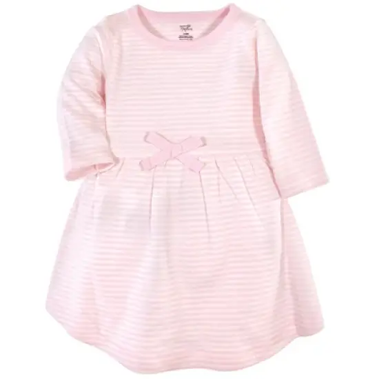 Touched by Nature Baby and Toddler Girl Organic Cotton Long-Sleeve Dresses 2pk, Pink Elephant image {1}
