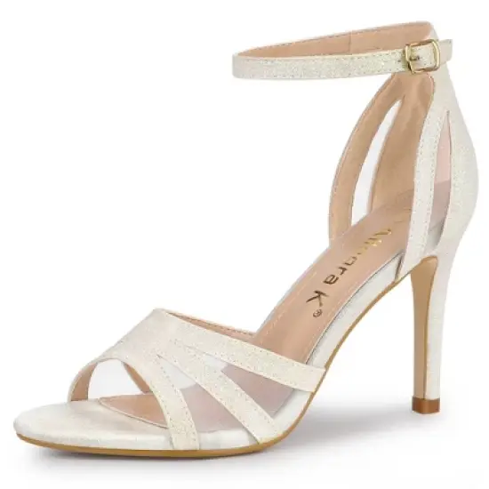 Allegra K Women's Glitter Ankle Strap Stiletto Heels image {12}