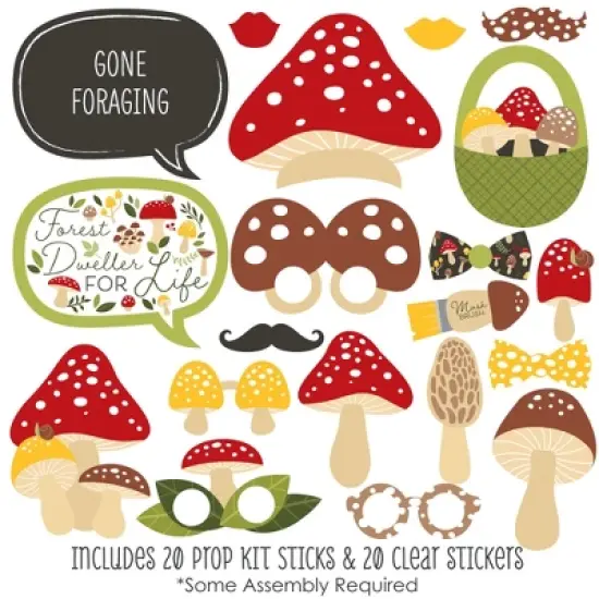 Big Dot of Happiness Wild Mushrooms - Red Toadstool Party Photo Booth Props Kit - 20 Count image {1}