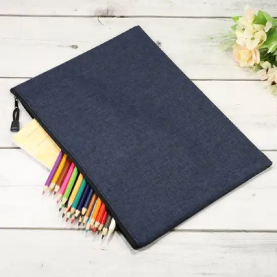 Unique Bargains Canvas Zipper Blank DIY Home Office Travel File Bags 5 Pcs image {2}