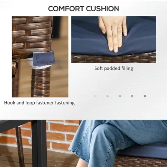 Resenkos Outdoor Dining Room Chairs, Patio Kitchen Chairs,4 PE Rattan Outdoor Dining Chairs with Cushions, Blue Blue, 22" x 23.5" x 37.5" image {1}