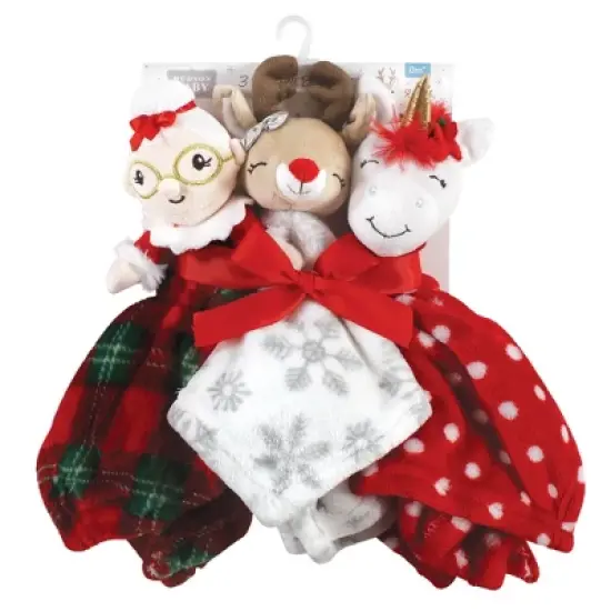 Hudson Baby Infant Girls Animal Face Security Blanket, Mrs Claus, One Size image {1}