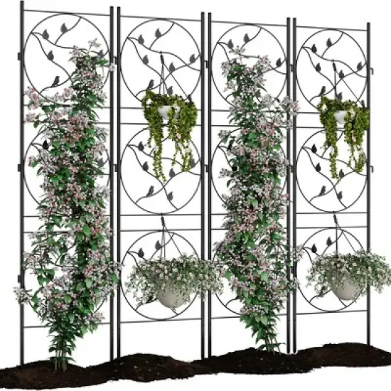 Black Metal Trellis for Climbing Plants - Heavy Duty Rustproof Garden Trellis for Roses, Vines & Vegetables - Indoor/Outdoor Plant Support image {7}