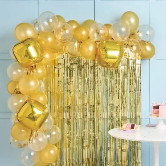 48ct Balloon Arch Garland D&eacute;cor Kit with Backdrop Gold - Spritz&trade; image {1}