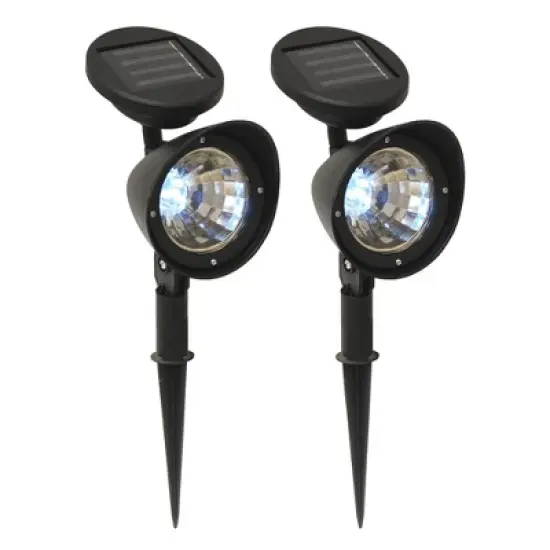 LumaBase Solar-Powered Black Spotlights - Set of 2 image {4}