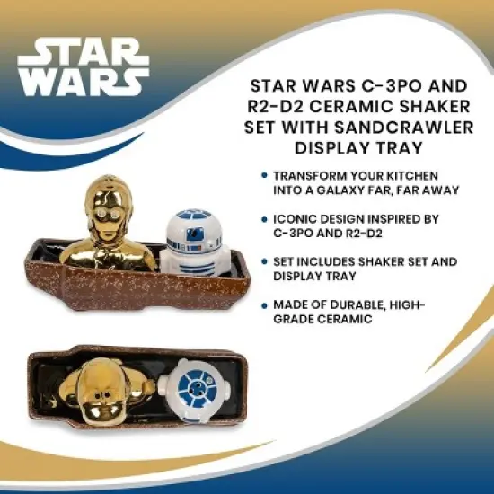 Seven20 Star Wars C-3PO and R2-D2 Ceramic Shaker Set with Sandcrawler Display Tray image {6}