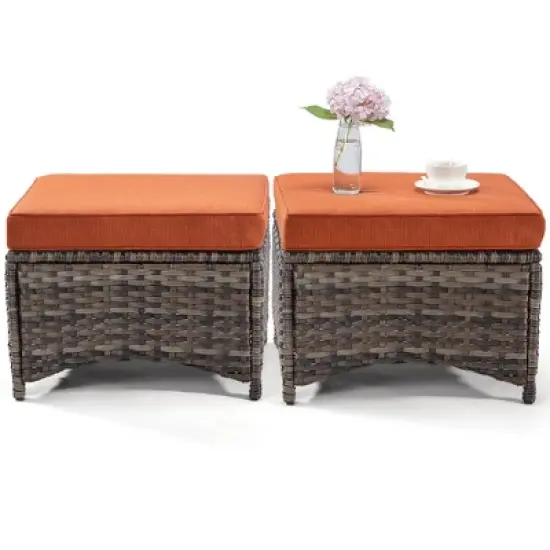 UPTIOT Metal Outdoor Ottoman with Cushion image {9}