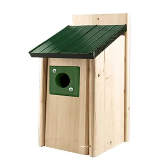 Woodlink Outdoor Bluebird Weather Resistant Natural Cedar Nesting Bird House Box with Predator Guard, Easy Open Latch, and Metal Roof image {3}