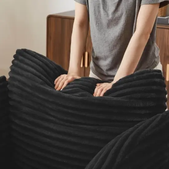 Dolonm 45.3 in. Oversized Corduroy Chaise Lounge - Plush Sofa Chair for Living Room Dorm Apartment No Assembly image {4}