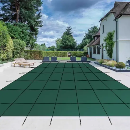 Pool Safety Cover Fits 18x36ft Inground Pool, Ultra-Dense Rectangle Pool Cover Green Mesh SolPool Safety Net and Installation Tools, 20x38ft image {3}