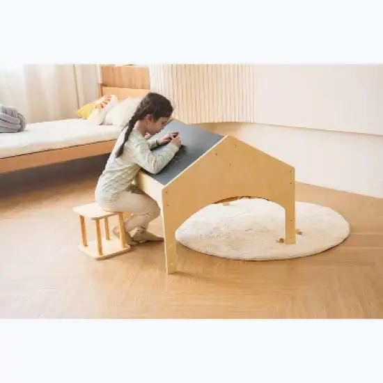 Ash - Wood Adjustable Learning Tent with Desk and Chair image {1}