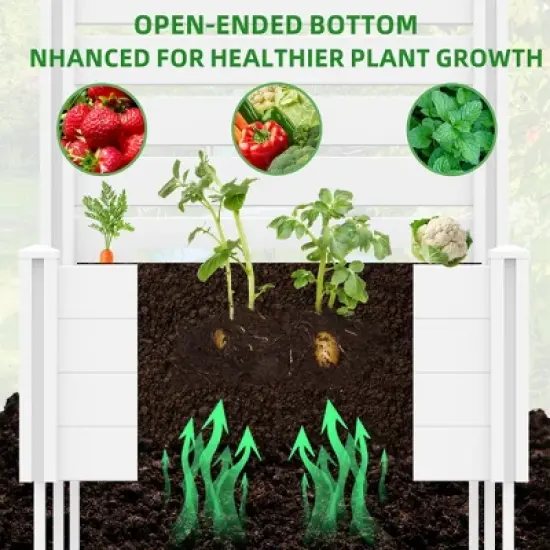 Lirago White PVC L Shaped Raised Garden Bed Combo 6ft x 3ft with 2 Planter Boxes and Privacy Screen Panel image {3}