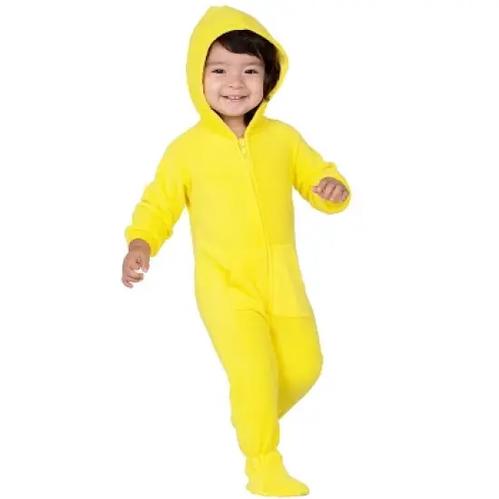 Footed Pajamas - Lemon Yellow Infant Hoodie Fleece Onesie image {1}
