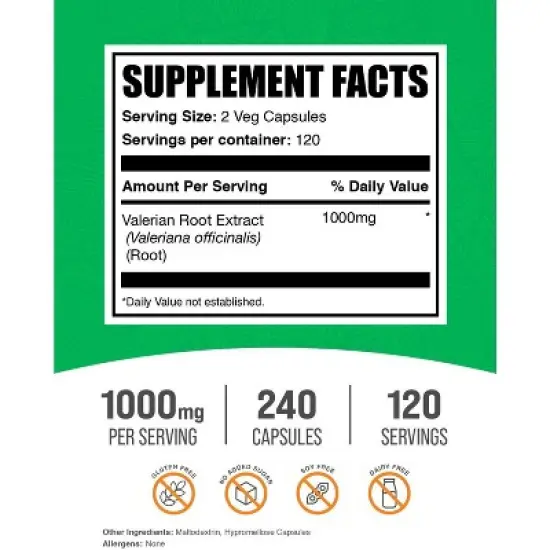 BulkSupplements Valerian Root Extract Capsules image {1}