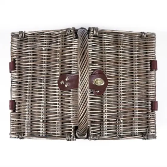 Picnic Time Piccadilly Picnic Basket - Anthology: Gray Willow Set for 2 with Tableware & Twist Lock Closure image {4}