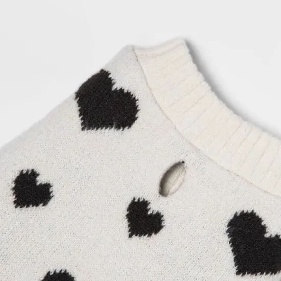 White with Black Hearts Dog and Cat Sweater - Boots & Barkley&trade; image {3}