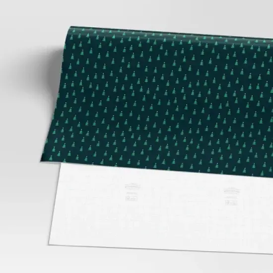 40" 125 sq ft Christmas Roll Wrap Trees on Green - Wondershop&trade; image {2}