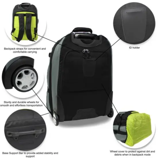 World Traveler Rolite Alpine Upright Style 21-Inch Carry-On Rolling Duffel Backpack image {2}