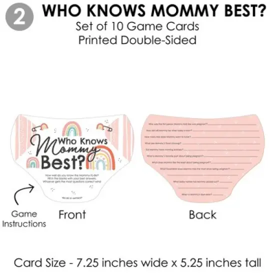 Big Dot of Happiness Hello Rainbow - 4 Boho Baby Shower Games - 10 Cards Each - Gamerific Bundle image {4}