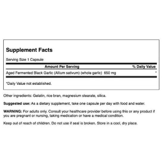 Swanson Herbal Supplements Aged Black Garlic 650 mg 30 Caps image {1}