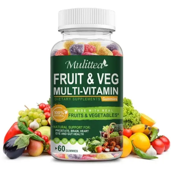Mulittea Fruit & Vegetable Complex Gummies with Dietary Fiber &ndash; Energy & Immune Support &ndash; 60 CT image {7}