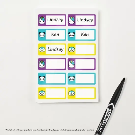 Avery No-Iron Fabric Name Labels, Cute Animals Preprinted Designs, Handwrite-Only, 2-Pack, 48 Preprinted Labels (21958) image {5}