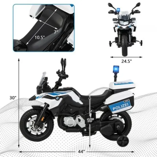 Costway 12V Kids Ride On Licensed BMW  Motorcycle  Dirt Bike with Light & Music White image {2}