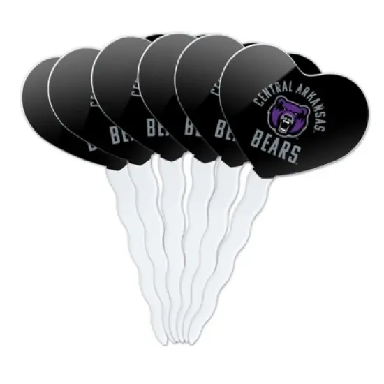 University of Central Arkansas Bears Heart Love Cupcake Picks Toppers Decoration Set of 6 image {7}