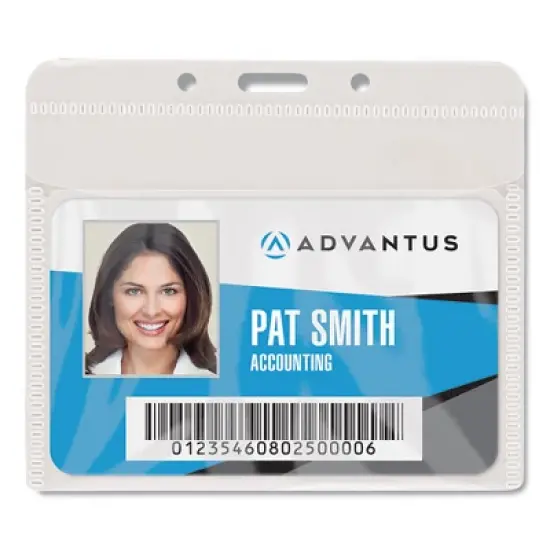 Advantus PVC-Free Badge Holders, Horizontal, Clear 4.5" x 4" Holder, 4.13" x 3.25" Insert, 50/Pack image {3}